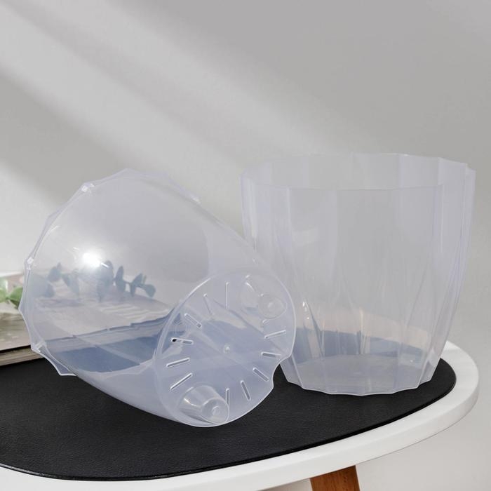 Кашпо для цветов со вставкой «Флюте», 1,9 л, прозрачное