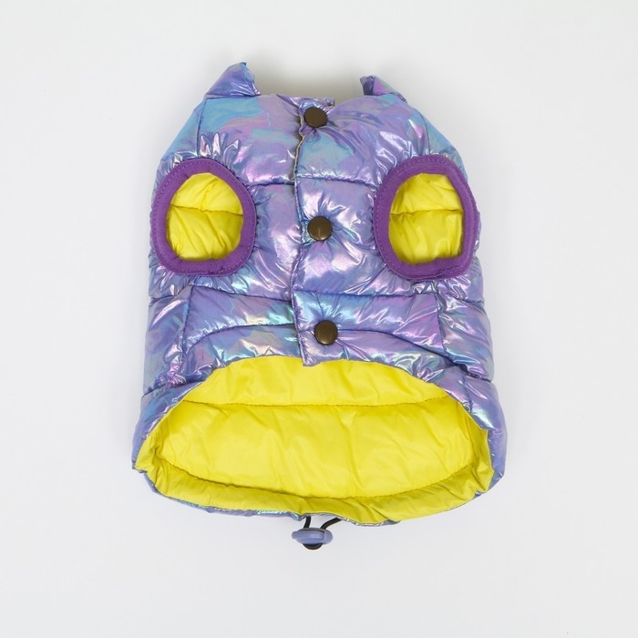 Куртка для собак двухсторонняя с утяжкой, размер 18 (ДС 40, ОГ 50, ОШ 38),фиолетовая/жёлтая Куртка для собак двухсторонняя с утяжкой, размер 18 (ДС 40, ОГ 50, ОШ 38),фиолетовая/жёлтая