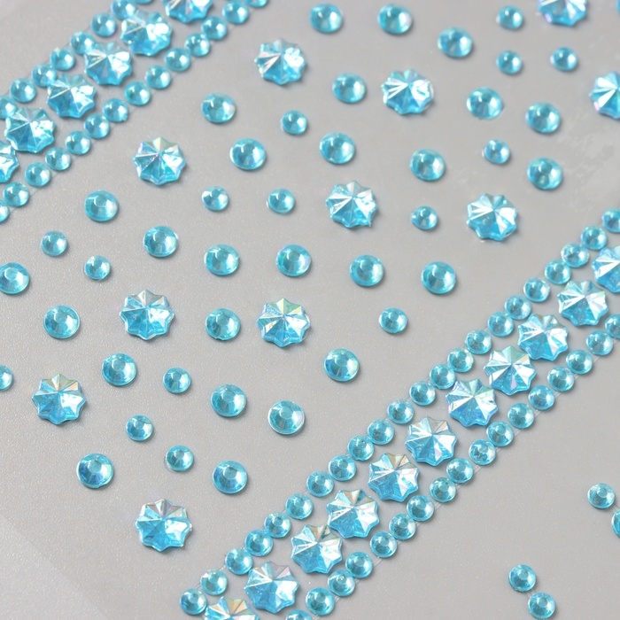 Наклейка пластик стразы "Цветочная дорога" голубая 22,5х11,5 см