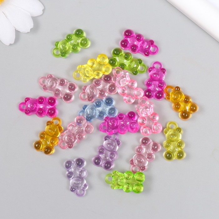 Декор для творчества пластик Декор для творчества пластик "Мармеладный мишка с петелькой" набор 20 шт МИКС 0,5х1,1х1,7 см