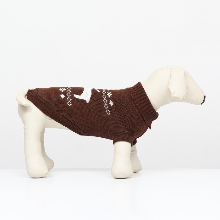 Свитер Свитер "Олень", S (ДС 23, ОШ 23, ОГ 26-45 см), коричневый