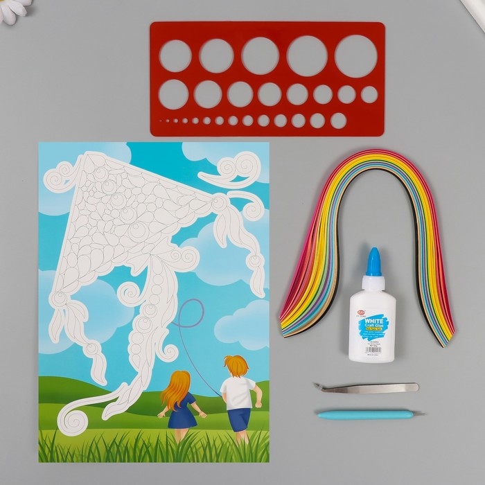 Набор для квиллинга 170 полосок с инструментами Набор для квиллинга 170 полосок с инструментами "Воздушный змей" 25х33,7 см