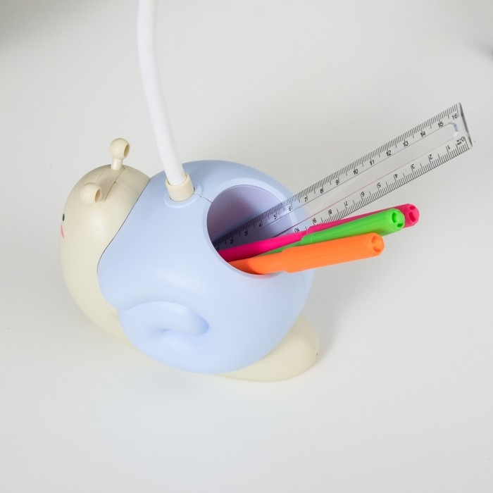 Лампа настольная Лампа настольная "Улитка" LED 1 режим 4,2Вт USB синий 8,5х13х29 см RISALUX