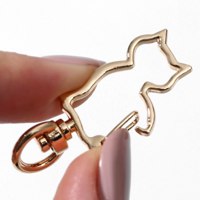 Карабин металлический «Кошка», 42 × 17 мм / 8 × 2,2 мм, 5 шт, цвет золотой Карабин металлический «Кошка», 42 × 17 мм / 8 × 2,2 мм, 5 шт, цвет золотой