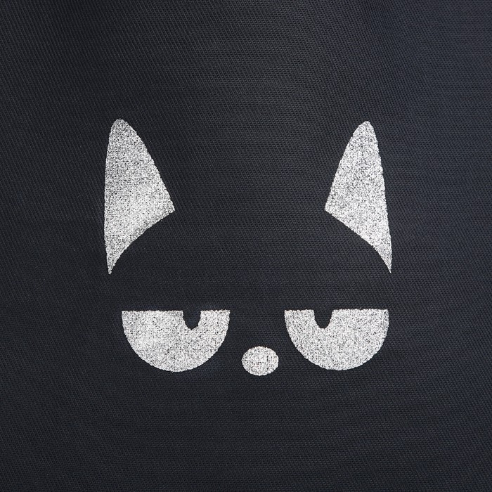 Шопер Шопер "Котик", 35х0,5х40, принт с блёстками, без подклада, чёрный