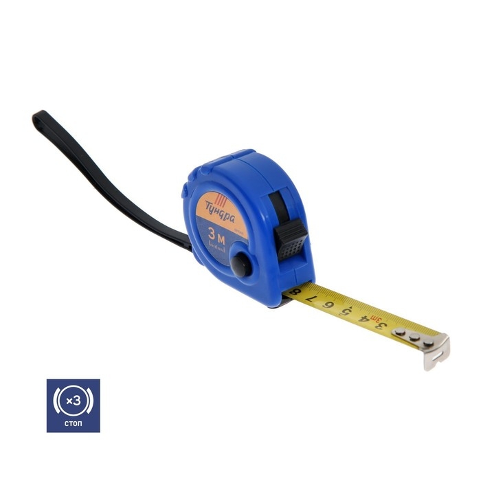 Рулетка ТУНДРА, пластиковый корпус, 3 фиксатора, 3 м х 16 мм Рулетка ТУНДРА, пластиковый корпус, 3 фиксатора, 3 м х 16 мм
