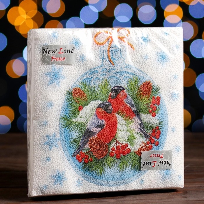 Новый год. Салфетки бумажные New Line Fresco «Зимние птички», 33х33 см, 2 слоя 20 листов Новый год. Салфетки бумажные New Line Fresco «Зимние птички», 33х33 см, 2 слоя 20 листов