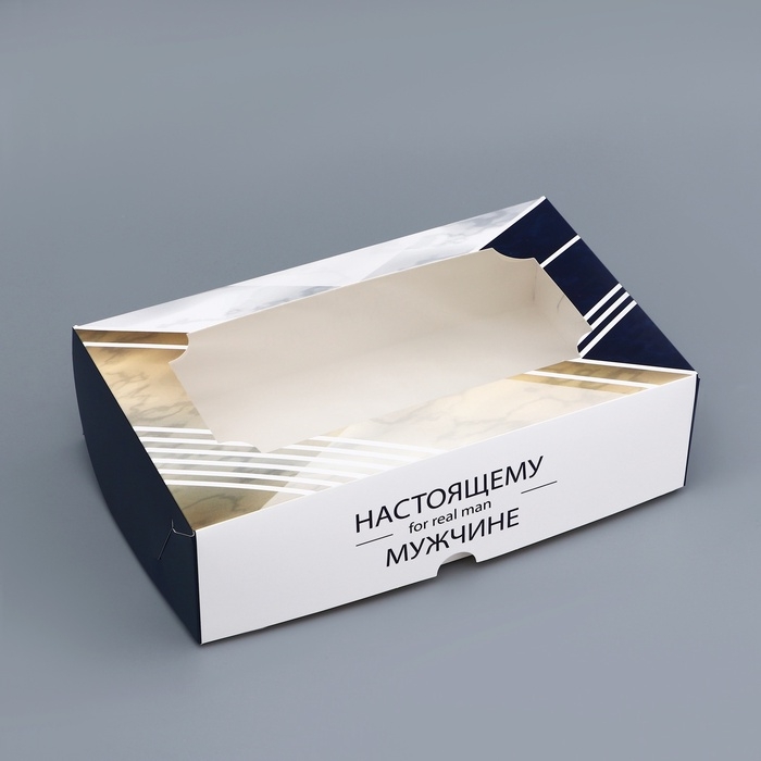 Коробка подарочная складная с окном,  Коробка подарочная складная с окном, "Настоящему мужчине", 25 х 15 х 7 см