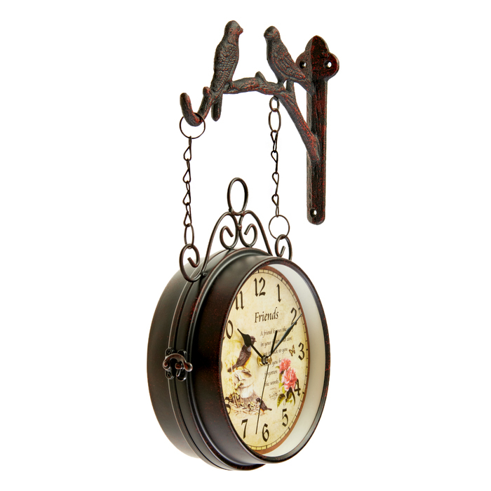 Часы настенные двусторонние, на подвесе  Часы настенные двусторонние, на подвесе "Птички", бесшумные, циферблат d-17 см, 24 х 40 см