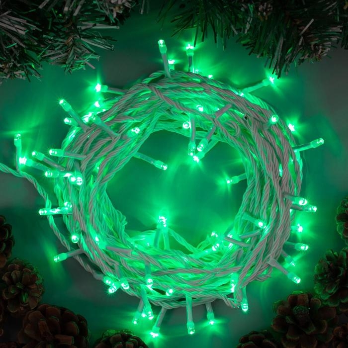 Гирлянда «Нить» 10 м, IP20, белая нить, 100 LED, свечение зелёное, 8 режимов, 220 В Гирлянда «Нить» 10 м, IP20, белая нить, 100 LED, свечение зелёное, 8 режимов, 220 В