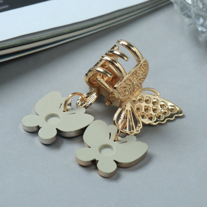 Краб для волос Краб для волос "Милада" бабочки, 2,5 см, золото