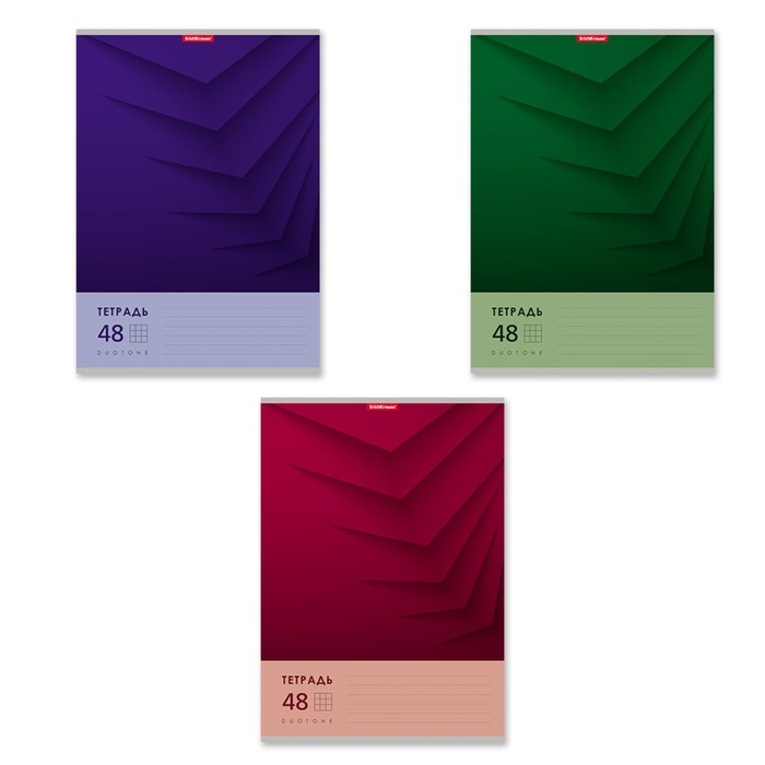 Тетрадь А4, 48 листов в клетку на скобе ErichKrause Duotone Next, обложка мелованный картон, блок офсет, белизна 100%, МИКС