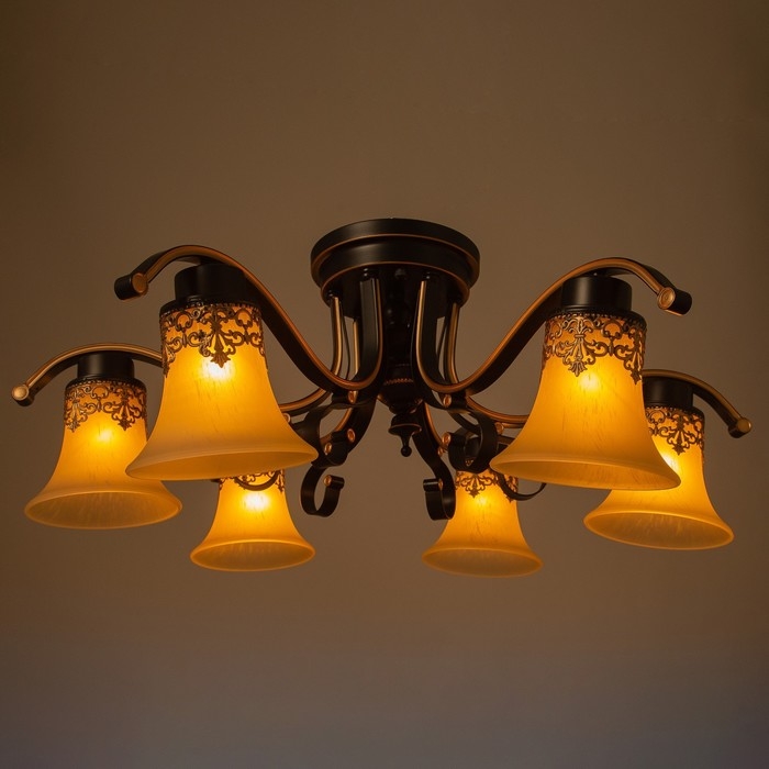 Люстра Люстра "Барселона" 6хЕ27 40Вт черно-золотой 72х72х26 см BayerLux