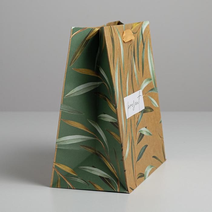 Пакет подарочный крафтовый квадратный, упаковка, Present, 22 х 22 х 11 см