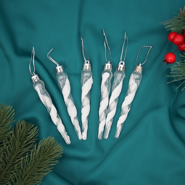 Украшение ёлочное Украшение ёлочное "Сосулька Космин" (набор 6 шт) 11,5х1 см, прозрачно-белый