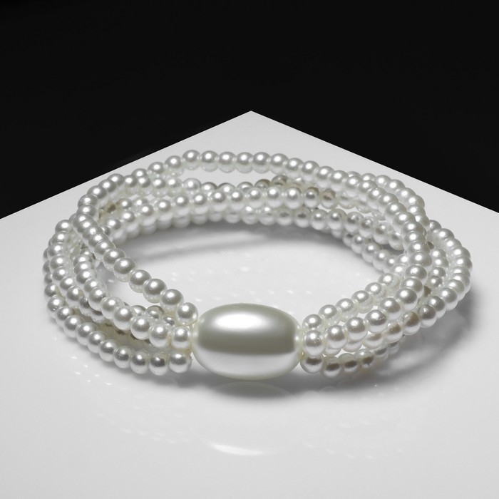 Браслет жемчуг «Империя», 5 нитей, бусины № 4, 14, цвет молочный Браслет жемчуг «Империя», 5 нитей, бусины № 4, 14, цвет молочный