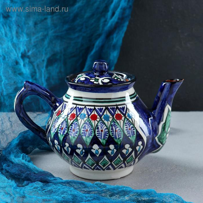 Чайник Риштанская Керамика  Чайник Риштанская Керамика "Цветы", 700 мл, синий микс