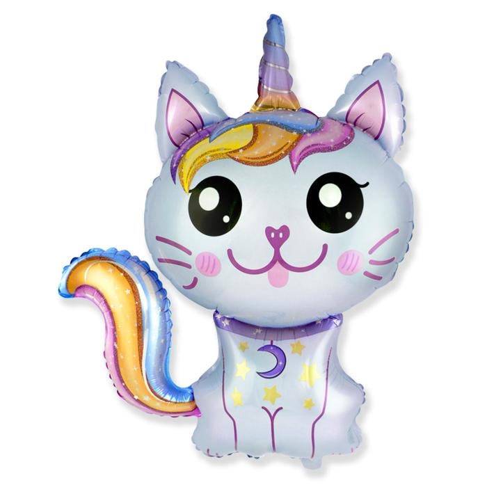 Шар фольгированный 35" &laquo;Котёнок-единорог&raquo;, цвет голубой