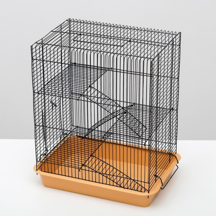 Клетка для грызунов Клетка для грызунов "Пижон" №9, с 3-я этажами, без наполнения, 33 х 24 х 38 см, бежевая