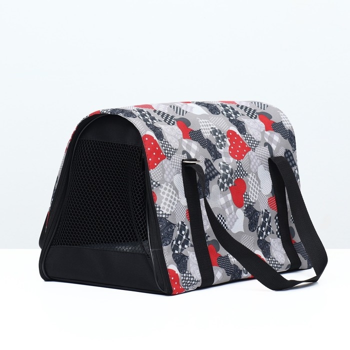 Сумка - переноска для животных  Сумка - переноска для животных "Принт", размер S, 39 х 23 х 27 см, сердечки