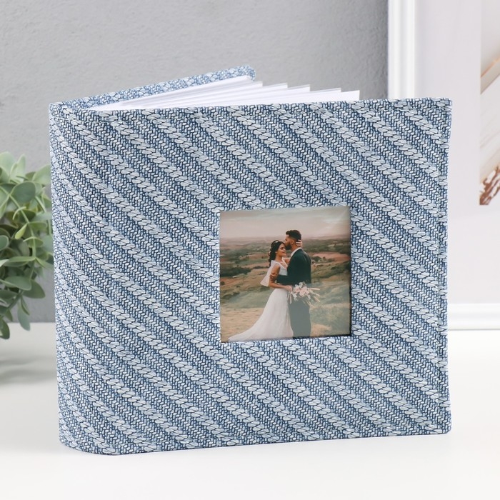 Фотоальбом на 200 фото 10х15 см кожзам Фотоальбом на 200 фото 10х15 см кожзам "Багетная текстура" бумажные листы синий 5х23х22 см 1049963