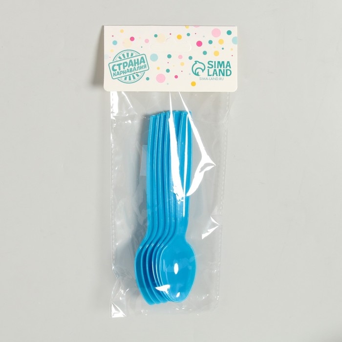 Ложки пластиковые, 6 шт., цвет голубой Ложки пластиковые, 6 шт., цвет голубой