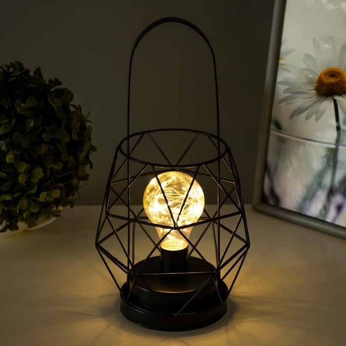 Ночник Ночник "Фонарь" LED от батареек ААА чёрный 14х14х27 см RISALUX