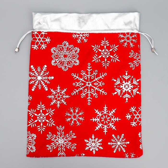 Мешочек подарочный плюш «Радость внутри», снежинки, тиснение, 30 х 40 см +/- 1.5 см, Новый год