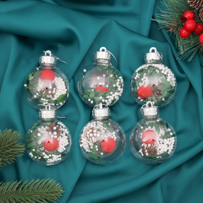 Набор шаров пластик d-6 см, 6 шт Набор шаров пластик d-6 см, 6 шт "Левин"