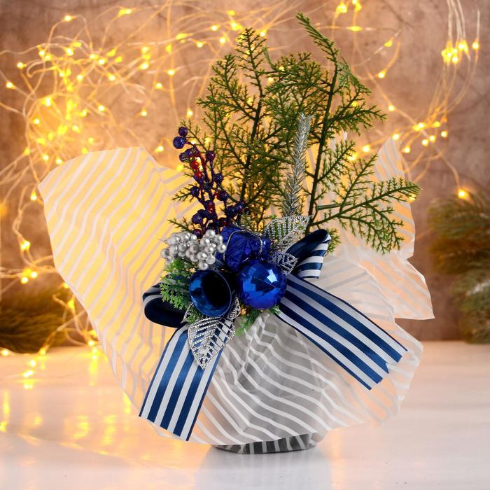 Декор Декор "Новогодние причуды" яблочки и веточки, 25 см синий