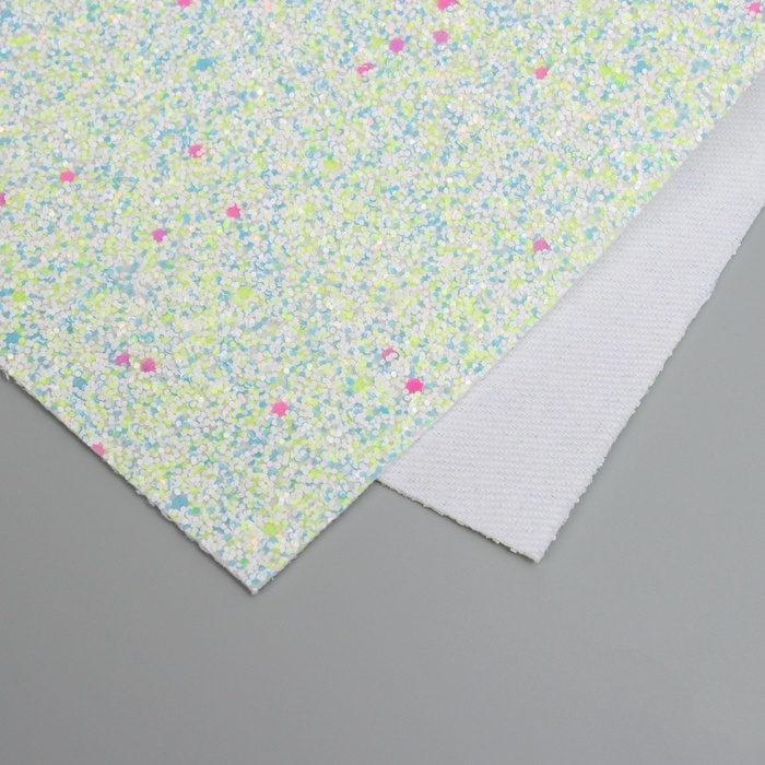 Лист для творчества иск.кожа Лист для творчества иск.кожа "Блёстки" жёлто-голубой лист 33х20 см толщина 1,6 мм