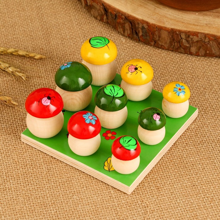 Набор для развития логики «Грибочки», 9 шт по 3-5 см, доска 12х12 см Набор для развития логики «Грибочки», 9 шт по 3-5 см, доска 12х12 см