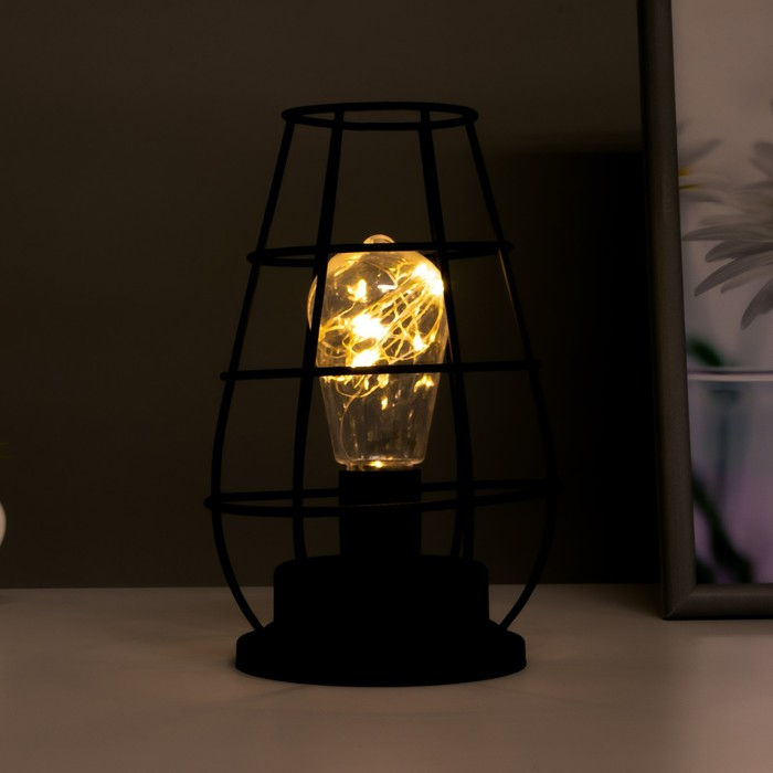 Ночник Ночник "Фонарь" LED от батареек 3хAAA черный 12х12х19 см RISALUX