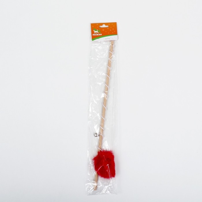 Дразнилка  Дразнилка "Пушок" на деревянной палочке, с бубенчиком, 36 см, красная