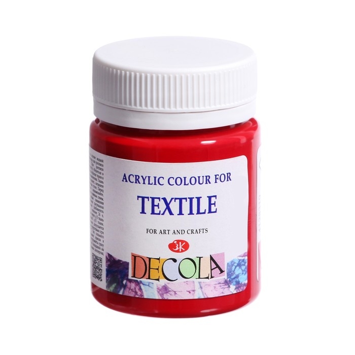 Краска по ткани, банка 50 мл, ЗХК Decola, Карминовая 4128319, (акриловая на водной основе) Краска по ткани, банка 50 мл, ЗХК Decola, Карминовая 4128319, (акриловая на водной основе)