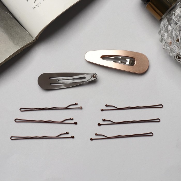 Невидимка для волос «Адель» (набор 10 шт) 5 см, бронза Невидимка для волос «Адель» (набор 10 шт) 5 см, бронза