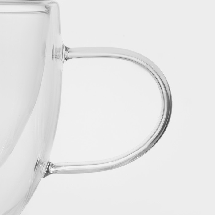 Кружка стеклянная с двойными стенками Magistro «Дуо», 200 мл, 12×8,5×7,5 Кружка стеклянная с двойными стенками Magistro «Дуо», 200 мл, 12×8,5×7,5