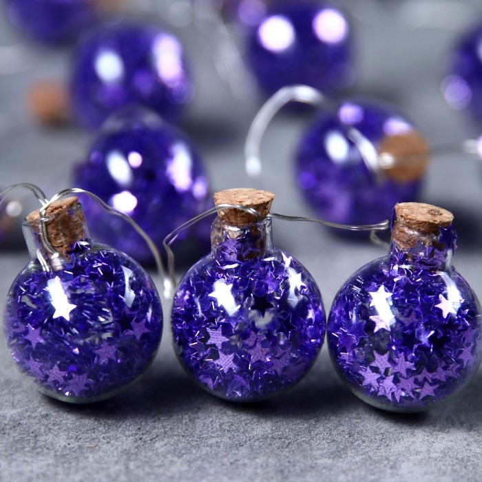 Гирлянда «Нить» 1.6 м с насадками «Синие шарики», IP20, серебристая нить, 15 LED, батарейки ААх2 (нет в комплекте), свечение белое Гирлянда «Нить» 1.6 м с насадками «Синие шарики», IP20, серебристая нить, 15 LED, батарейки ААх2 (нет в комплекте), свечение белое