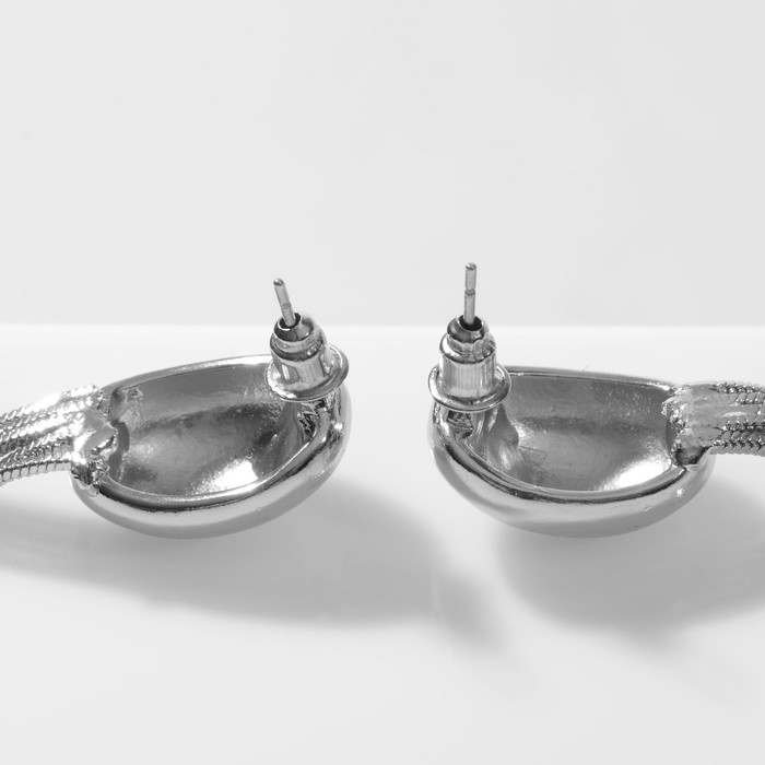 Серьги висячие «Стерео» овал, цвет серебро Серьги висячие «Стерео» овал, цвет серебро