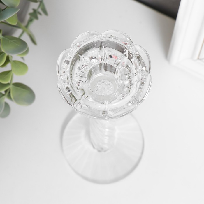 Подсвечник стекло на 1 свечу  Подсвечник стекло на 1 свечу "Спираль" 18х7х7 см