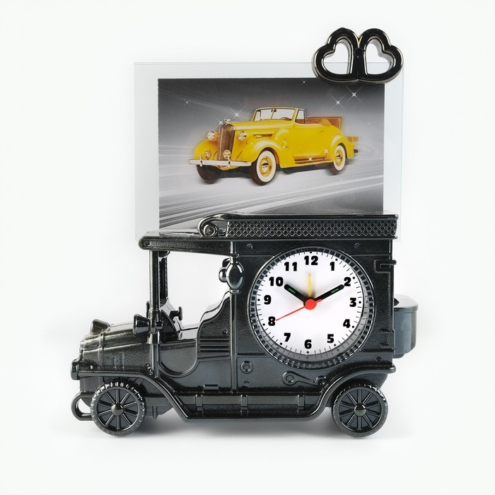 Часы - будильник настольные Часы - будильник настольные "Автомобиль" с фоторамкой, циферблат d-6 см, 15 х 10 см, АА