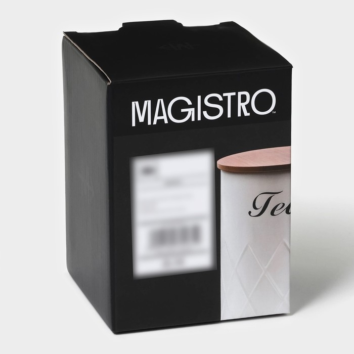 Банка для чая Magistro Tea Graphite, 9,5×13,5 см, цвет серый, с бамбуковой крышкой Банка для чая Magistro Tea Graphite, 9,5×13,5 см, цвет серый, с бамбуковой крышкой