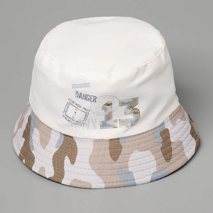 Панама детская для мальчика Danger, цвет белый, р-р 54 Панама детская для мальчика Danger, цвет белый, р-р 54