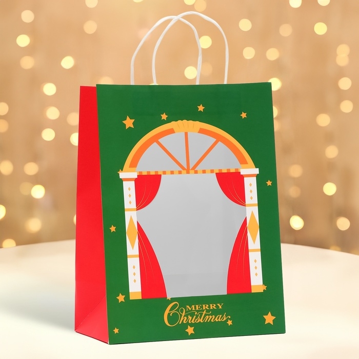 Пакет подарочный новогодний с окном Пакет подарочный новогодний с окном "Театр" 26 х 35 х 16 см.