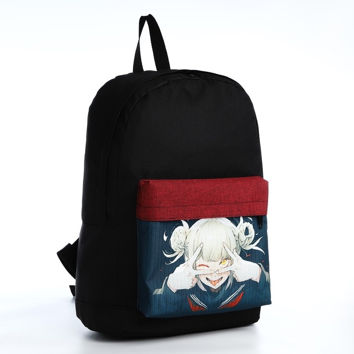 Рюкзак школьный молодёжный «Аниме», 33х13х37, отдел на молнии, н/карман, чёрный, красный Рюкзак школьный молодёжный «Аниме», 33х13х37, отдел на молнии, н/карман, чёрный, красный