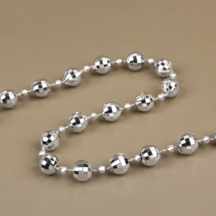 Бусы на нитях «Диско шар», 10/4 мм, 2 м, цвет серебряный Бусы на нитях «Диско шар», 10/4 мм, 2 м, цвет серебряный