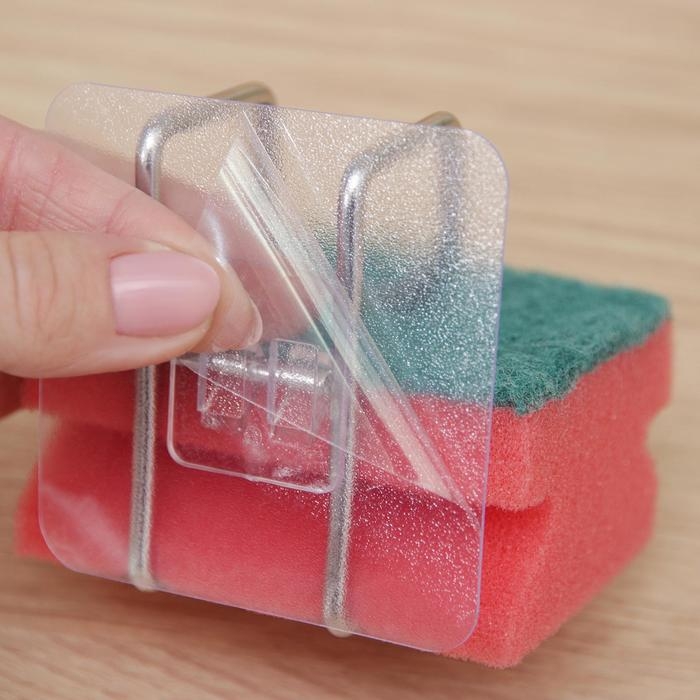 Держатель универсальный на липучке, 7×6×7 см, цвет хром Держатель универсальный на липучке, 7×6×7 см, цвет хром