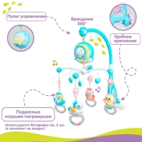 Мобиль музыкальный на кроватку «Месяц», работает от батареек, проектор + пульт