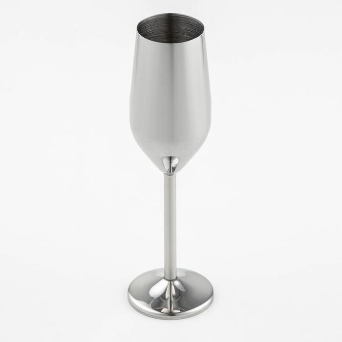 Бокал-флюте из нержавеющей стали, 200 мл, 22×6,5 см, для коктейлей, глянцевый, цвет серебряный Бокал-флюте из нержавеющей стали, 200 мл, 22×6,5 см, для коктейлей, глянцевый, цвет серебряный