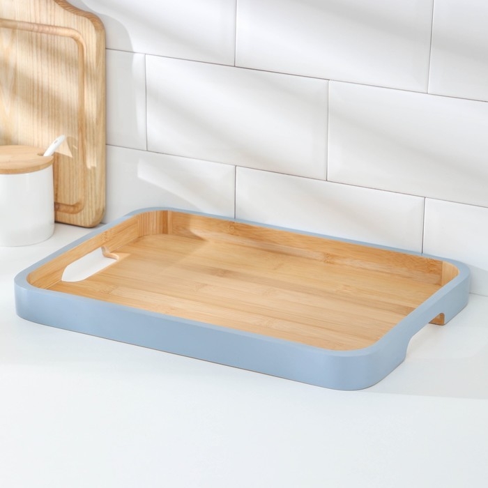 Поднос с ручками Terra, 36×26×3 см, бамбук, цвет МИКС Поднос с ручками Terra, 36×26×3 см, бамбук, цвет МИКС